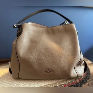 Coach cream and snakeskin print satchel